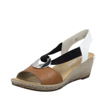 Load image into Gallery viewer, Rieker 624H6-24 Wedge Brown-Multi Sandals
