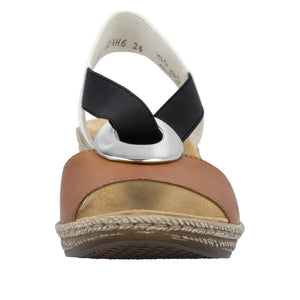 Rieker 624H6-24 Wedge Brown-Multi Sandals