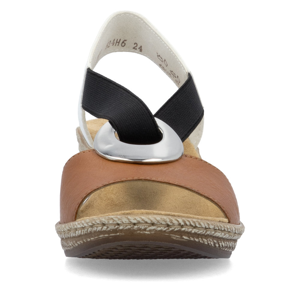 Rieker 624H6-24 Wedge Brown-Multi Sandals