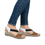 Load image into Gallery viewer, Rieker 624H6-24 Wedge Brown-Multi Sandals
