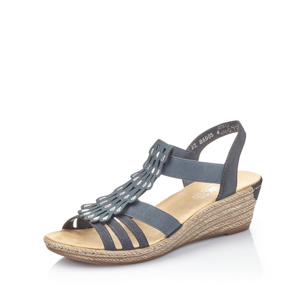 Rieker 62436-14 Navy Wedge Sandals