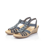 Load image into Gallery viewer, Rieker 62436-14 Navy Wedge Sandals
