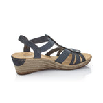 Load image into Gallery viewer, Rieker 62436-14 Navy Wedge Sandals
