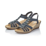 Load image into Gallery viewer, Rieker 62436-14 Navy Wedge Sandals
