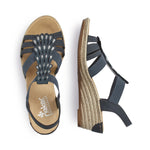 Load image into Gallery viewer, Rieker 62436-14 Navy Wedge Sandals
