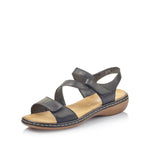 Load image into Gallery viewer, Rieker 659C7-00 Black Sandals
