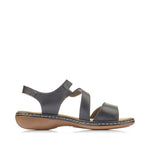 Load image into Gallery viewer, Rieker 659C7-00 Black Sandals
