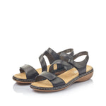 Load image into Gallery viewer, Rieker 659C7-00 Black Sandals
