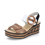 Load image into Gallery viewer, Rieker 68176-64 Dress Wedge Sandals
