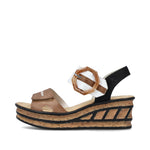 Load image into Gallery viewer, Rieker 68176-64 Dress Wedge Sandals
